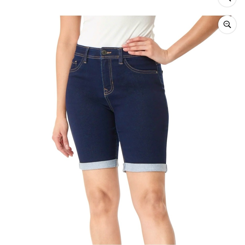 Angels Forever Young Women's 360 Sculpt Mid-Rise Denim Bermuda Shorts Size 10